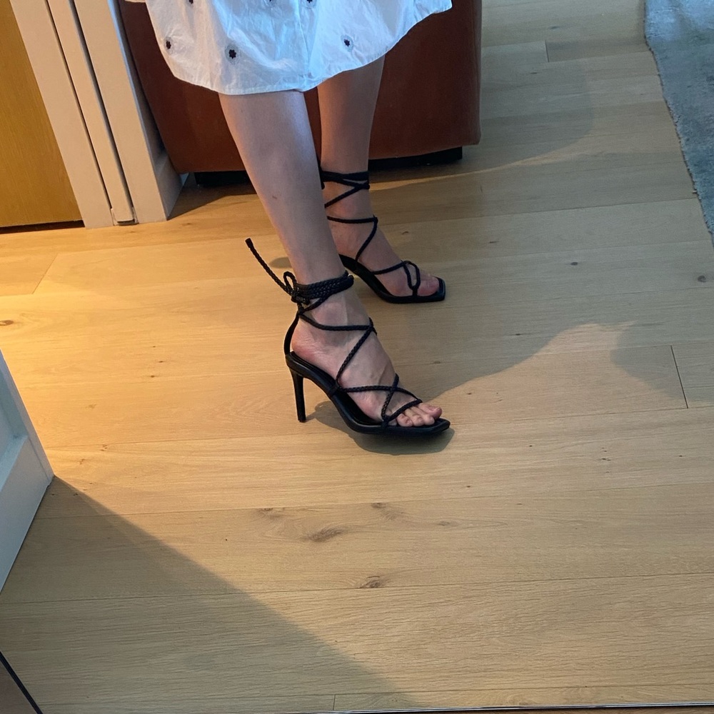 High Heel Leather Sandals with Braided straps by Massimo Dutti - Size 37